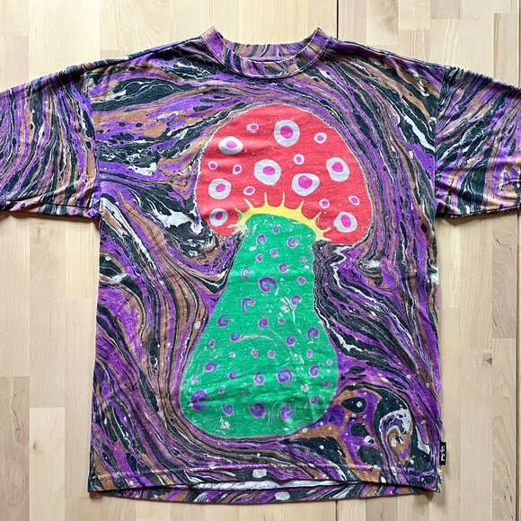 Teddy Fresh x Myfawnwy Collaboration Unisex Tie-Dye Mushroom T-Shirt size XXS - Picture 1 of 6